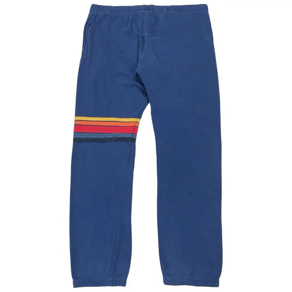 AVIATOR NATION Sweatpants Womens Large L Blue Rainbow Stitch Sweats Jogger Pants - Picture 3 of 5